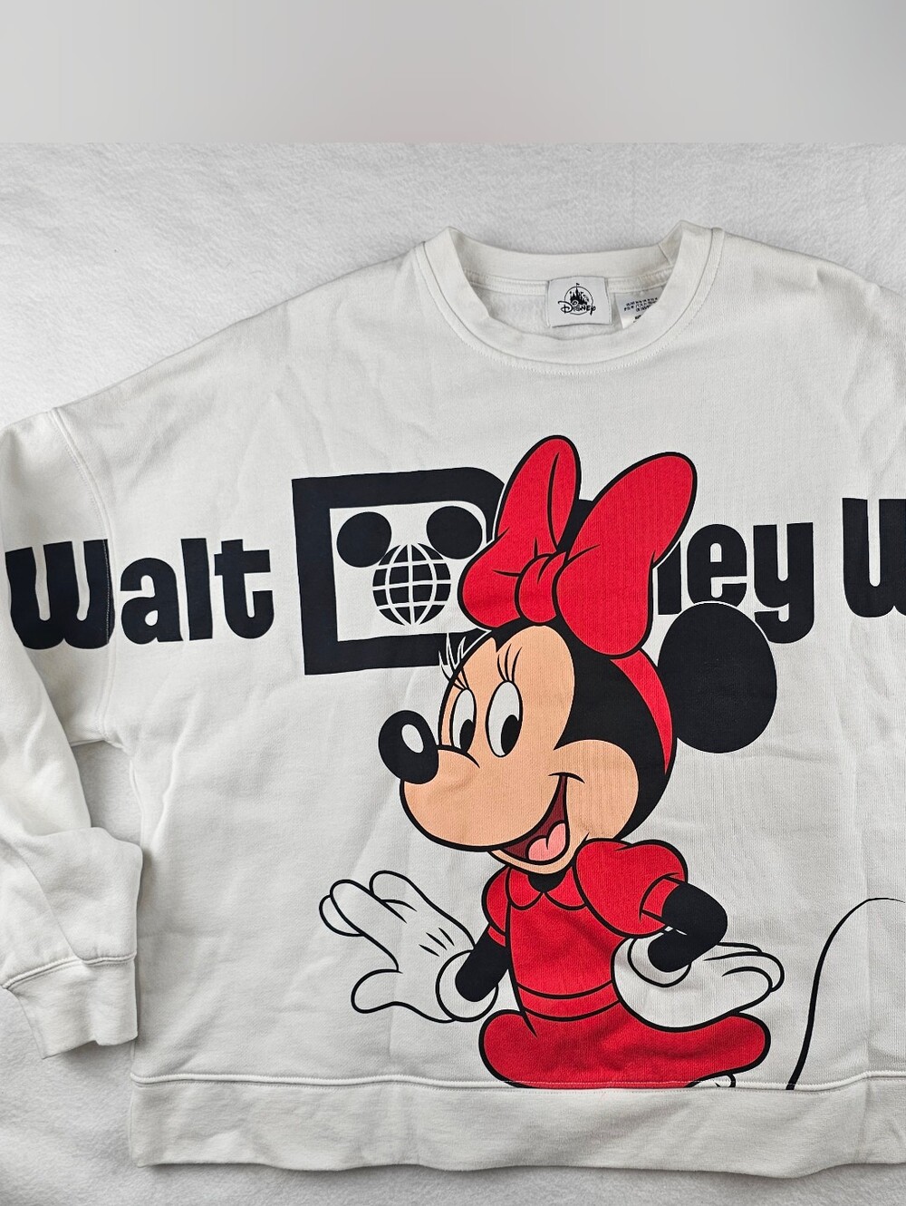Disney Parks MInnie Mouse Front Back Sweatshirt White Walt Disney World Medium